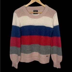 Abercrombie & Fitch Wool Alpaca Blend Multicolor Stripe Fuzzy Knit Sweater M